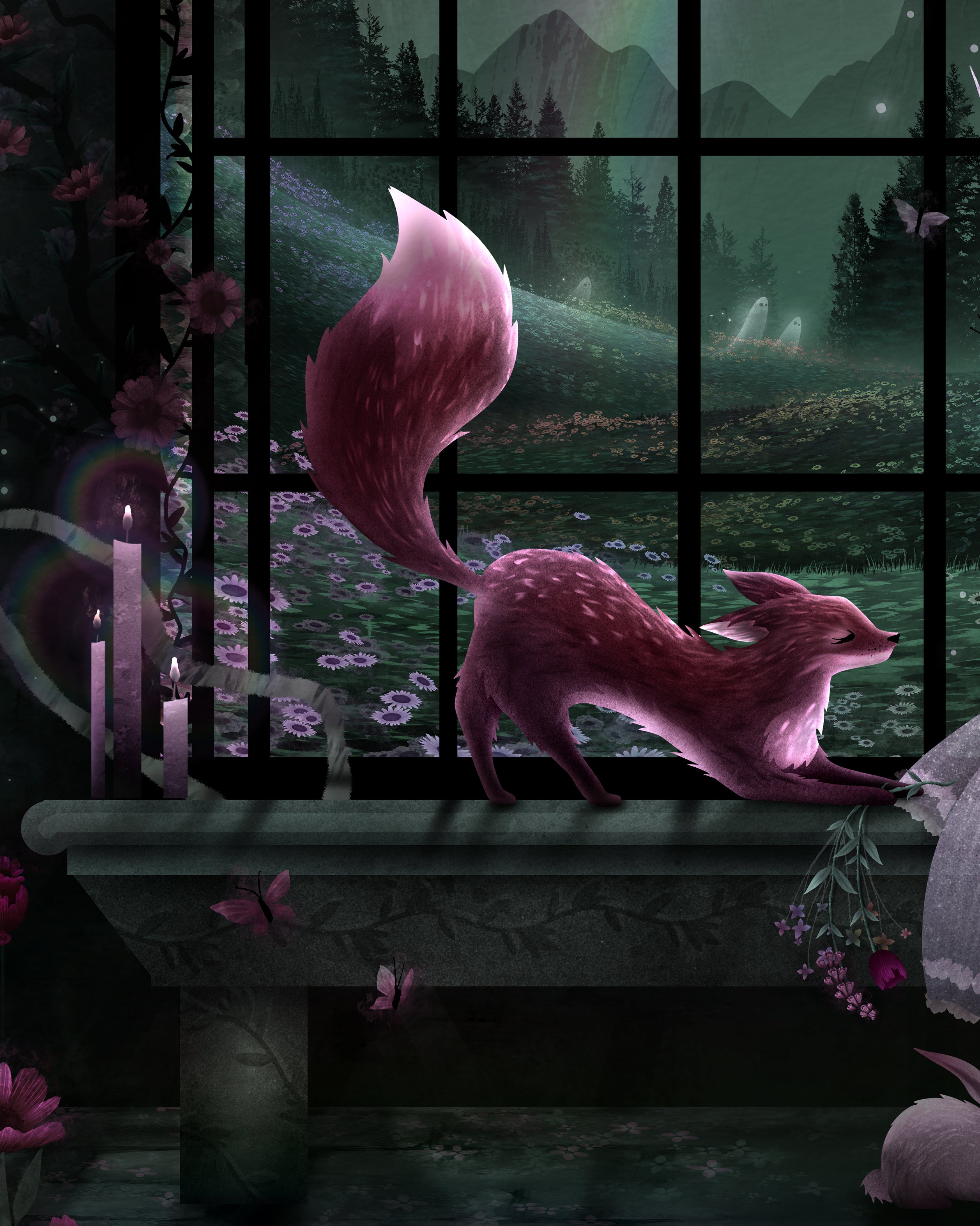 "Princess Asha's Window" 13x19 Special Edition Garden Background Wall Art Print