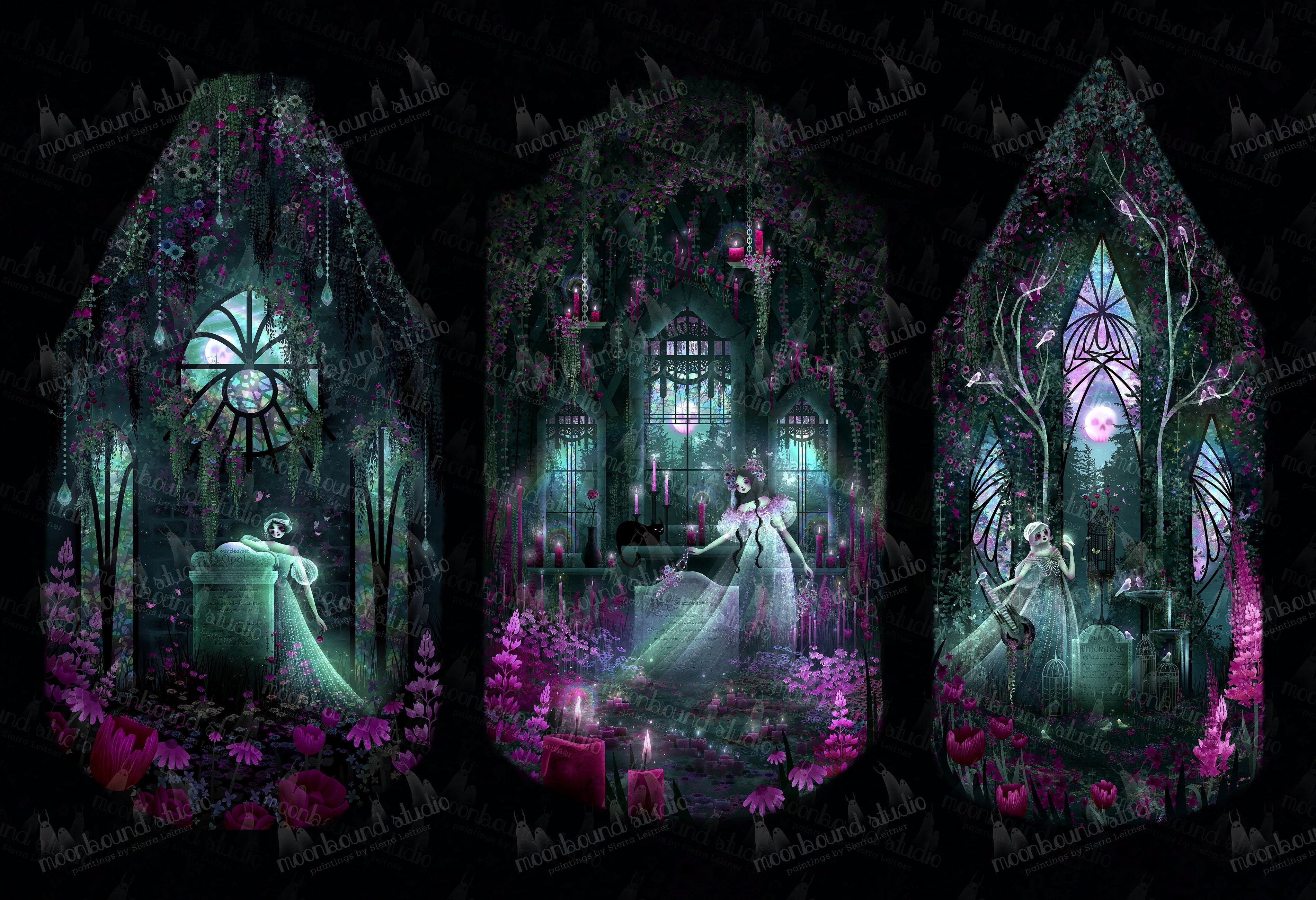 "Inside Cryptic Triptych" 13x19 Special Edition Garden Background Wall Art Print