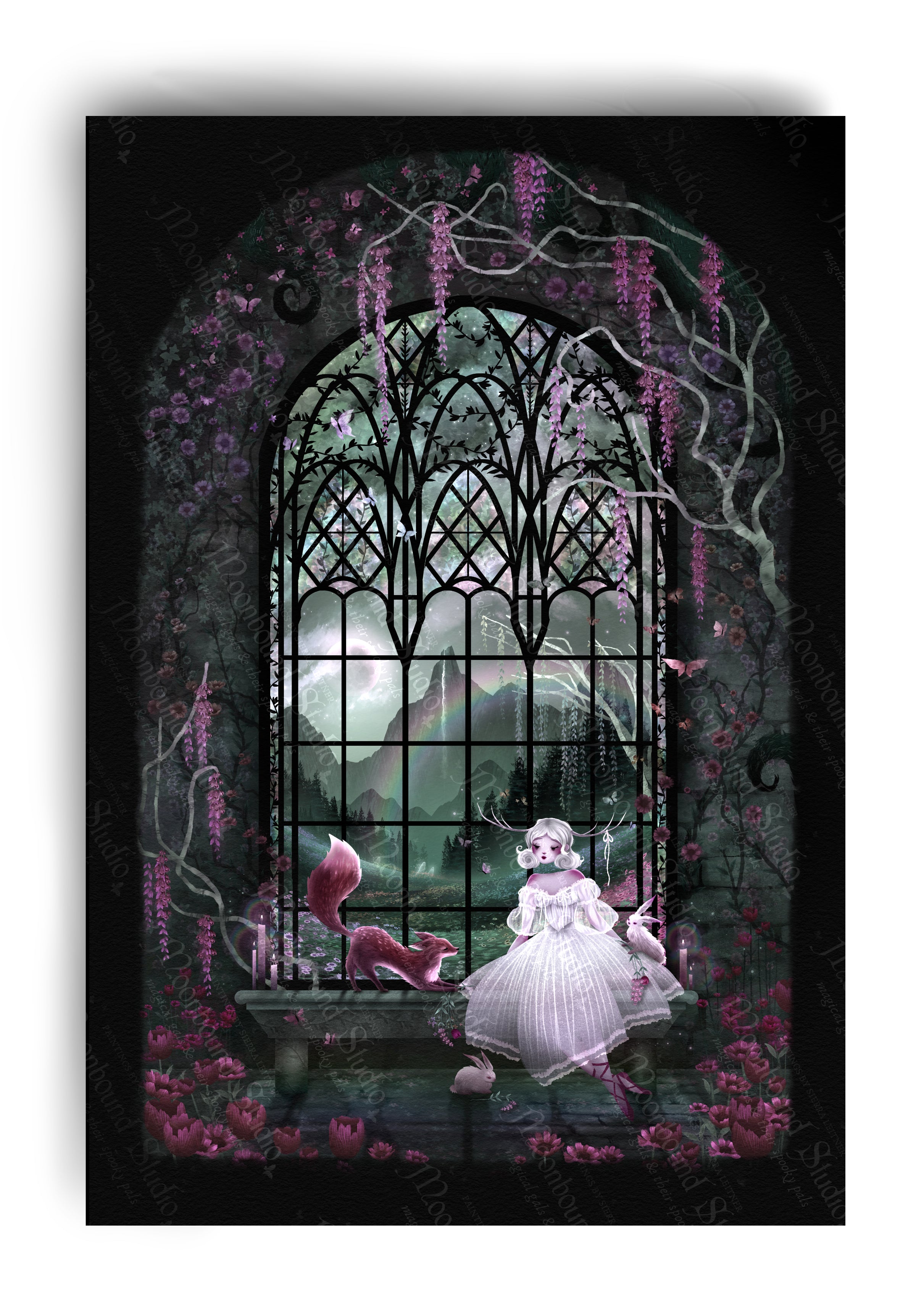 "Princess Asha's Window" 13x19 Special Edition Garden Background Wall Art Print