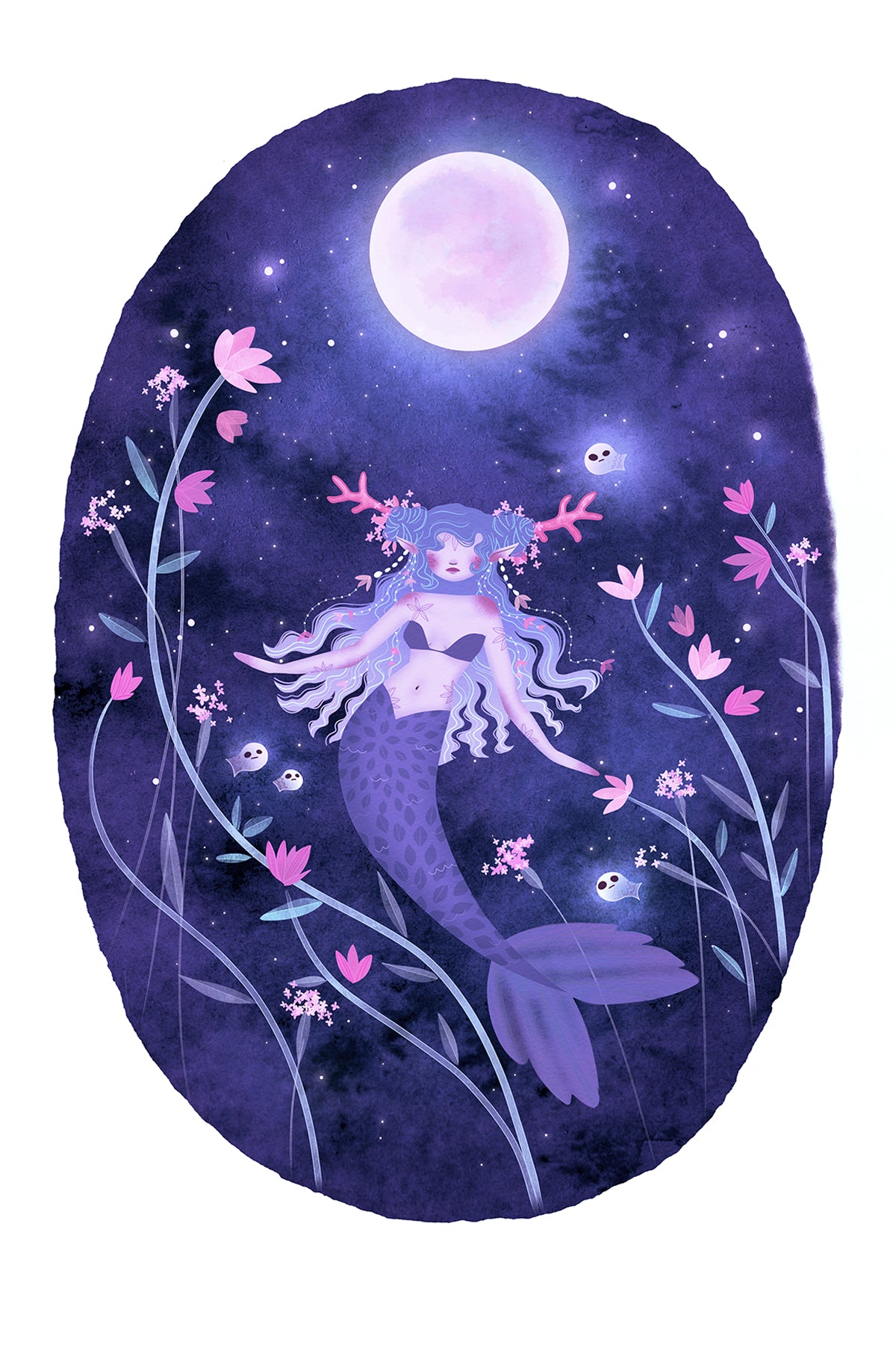 CLEARANCE "Spring Mermaid in Purple" LIMITED EDITION Wall Art Print